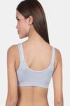 Lady Lyka Cotton Lycra Sports Bra - Light Grey — thumbnail 3